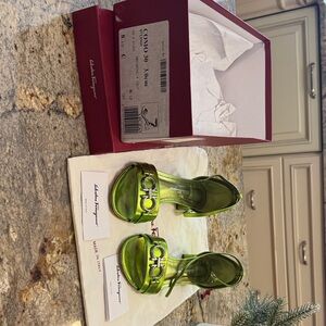 Salvatore Ferragamo Lime Green Sandals, great with summer dresses or jeans